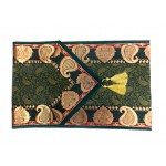 Indian Silk Table Runner with 6 Placemats & 6 Coaster in Green Color Size 16x62